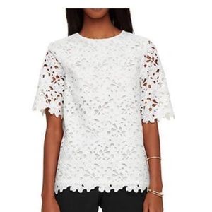 kate spade White Floral Lace Short-Sleeve Top